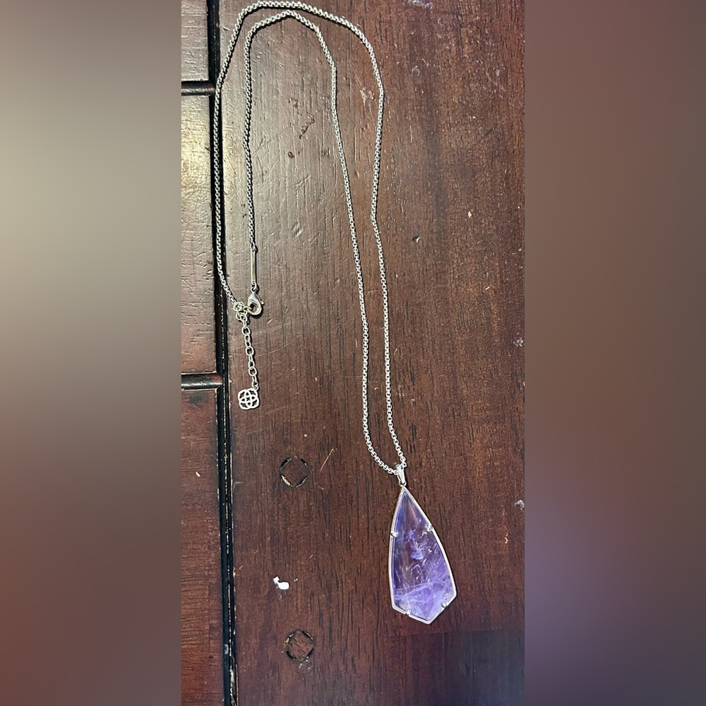 Elegant Silver Necklace with Purple Pendant